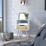 Otom Nightstand with Spacious Superior Top, Open Storage Shelf, Smooth-Glide Drawer and Four-Leg Modern Design for Organized Bedside Convenience, Decorative Display and Functional Everyday Use in Any Bedroom Setting