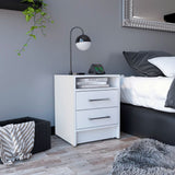 TUHOME Eter Nightstand with Two Drawers, Open Storage Shelf and Spacious Top Surface for Bedroom or Living Room Organization, Modern Minimalist Bedside Table with Functional Design for Daily Essentials