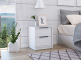 Tuhome Kaia Small Nightstand with Two Spacious Drawers and Metal Handles, Modern Bedside Storage Cabinet with Superior Top for Bedroom Organization, Compact Functional Furniture for Everyday Essentials