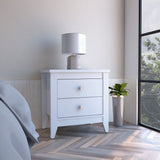 Tuhome Amara 24" Tall Nightstand with 2 Spacious Drawers, Wide Superior Top for Décor Display, Elegant Metal Handles, Classic–Modern Bedroom Storage Solution Offering Style, Functionality and Daily Organization