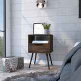 Otom Nightstand with Spacious Superior Top, Open Storage Shelf, Smooth-Glide Drawer and Four-Leg Modern Design for Organized Bedside Convenience, Decorative Display and Functional Everyday Use in Any Bedroom Setting