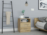 Tuhome Napoles Nightstand in Black with Two Drawers and Open Compartment, Modern Design for Bedroom or Living Room Storage