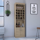 Tuhome Being Kava Bar Cabinet with Double Door Storage, Two Open Shelves, Sixteen Built-In Wine Rack Cubbies, Integrated Glass Rack and Vertical Home Bar Organizer for Cocktail Preparation and Bottle Display