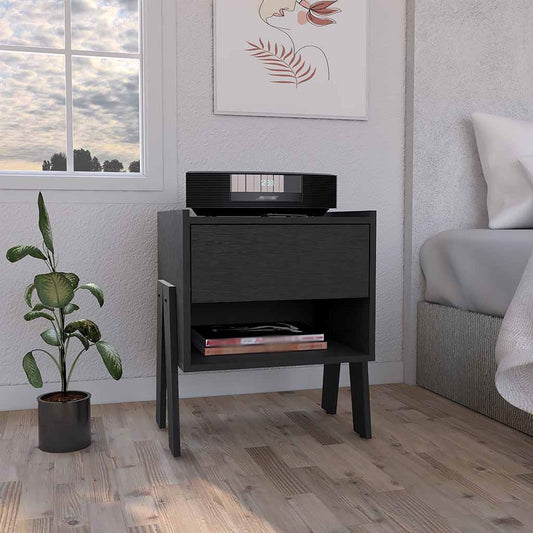 Joy Nightstand with Open Storage Shelf, Smooth-Glide Drawer, Sturdy Top Surface and Modern Space-Saving Bedside Design for Organizing Books, Essentials and Decorative Items in an Elegant and Functional Bedroom Setting
