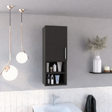 TUHOME Madrid Medicine Cabinet with Single Door, Interior Storage Shelves, External Display Shelves, Wall Mounted Bathroom Organizer with Metal Handle for Modern Compact Spaces