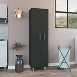 TUHOME Nala Cleaning Cabinet, Freestanding Utility Storage with Double Door Cabinet, Five Shelves, Broom and Mop Compartment, Space-Saving Organization for Laundry Room, Kitchen or Garage
