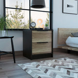 Tuhome Kaia Small Nightstand with Two Spacious Drawers and Metal Handles, Modern Bedside Storage Cabinet with Superior Top for Bedroom Organization, Compact Functional Furniture for Everyday Essentials