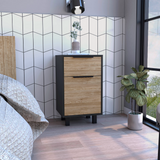 Tuhome Kaia Z Nightstand with Single Drawer, Lower Cabinet Storage, Superior Top Surface and Modern Four-Leg Design, Functional Bedside Organizer for Essential Items and Contemporary Bedroom Furniture Arrangements