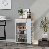 Tuhome Blosson Kitchen Cart with One Storage Drawer, Two Open Shelves, Flexible Fruit Rack, Mobile Prep Station on Four Casters, Compact Rolling Island for Extra Counter Space and Organized Modern Kitchens
