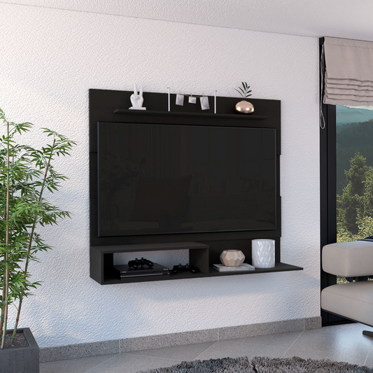 Tuhome Being Floating Entertainment Center with Superior Shelf, Lower Shelf, Wall Mounted TV Panel for Screens up to 55 Inches, Modern Space-Saving Media Organizer for Movies, Consoles and Living Room Essentials