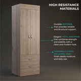TUHOME Lisboa 2-Door Armoire with Double Door Storage, Two Spacious Drawers, Concealed Hanging Rod and Vertical Freestanding Wardrobe for Bedroom, Living Room, Kitchen or Garage Organization