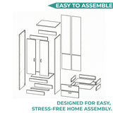 TUHOME Lisboa 2-Door Armoire with Double Door Storage, Two Spacious Drawers, Concealed Hanging Rod and Vertical Freestanding Wardrobe for Bedroom, Living Room, Kitchen or Garage Organization