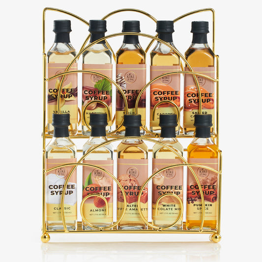Gourmet Coffee Syrup Rack Gift Set, Includes Display Rack