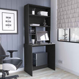 Tuhome Compu Hutch Desk with Four Shelves, One Lower Shelf, Writing Desk, Space-Saving Solution for Home Office or Study