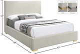 Crosby Mid Century Modern Bed with Elegant Linen Upholstery and Stylish Gold & Chrome Legs