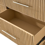 Modern Fluted Solid Wood Dresser with  6-Drawers Oak Texture