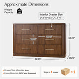 Modern Fluted Solid Wood Dresser with  6-Drawers Oak Texture