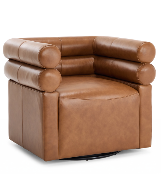Asher Genuine Leather Swivel Lounge Chair