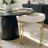 Dwen & Mia 46" Round Chenille Dining Table Set for 4 (5-Piece)