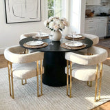 Dwen & Mia 46" Round Chenille Dining Table Set for 4 (5-Piece)