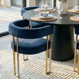 Dwen & Mia 46" Round Chenille Dining Table Set for 4 (5-Piece)