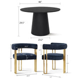 Dwen & Mia 46" Round Chenille Dining Table Set for 4 (5-Piece)
