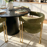Dwen & Mia 46" Round Chenille Dining Table Set for 4 (5-Piece)