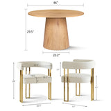 Dwen & Mia 46" Round Chenille Dining Table Set for 4 (5-Piece)