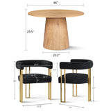 Dwen & Mia 46" Round Chenille Dining Table Set for 4 (5-Piece)