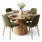Dwen & Oslo 46" Round Dining Table Set for 4 (5-Piece)