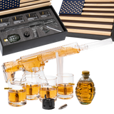 AR15 Whiskey Gun Decanter Flag Set - 1000ml Rifle & Pistol Set - Hanging Storage American Flag Gift Box & Bullet Glasses & Shot Glass, Great Gift for Army, Navy, Marines, Veterans & Gun Enthusiasts