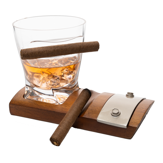 Glass & Coaster & with A Unique Whiskey Glass Slot