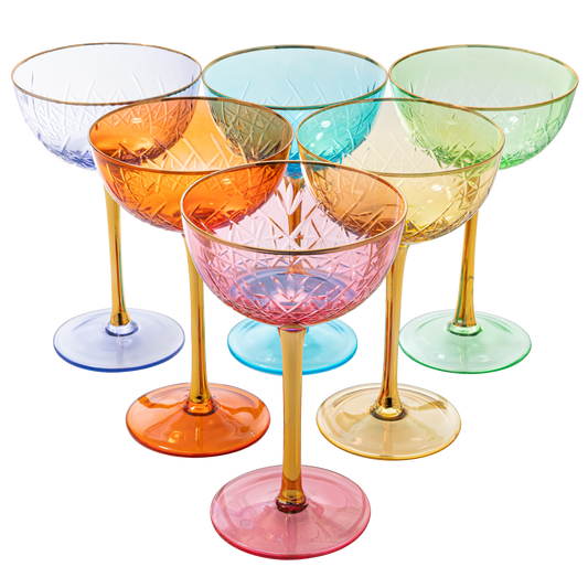 Vintage Art Deco Coupe for Champagne | Set of 6 | 7 oz