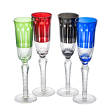 Crystal Italian Multicolor Design Flutes - 4 Set - 5oz 9" H