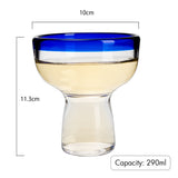 Mexican Hand Blown Blue Rim Margarita Glasses - Set of 4