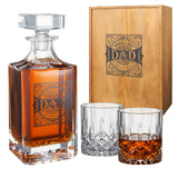 Gift for Dad Whiskey Decanter Gift Set | 730mL Decanter 2 Whiskey Glass