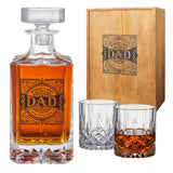 Gift for Dad Whiskey Decanter Gift Set | 730mL Decanter 2 Whiskey Glass