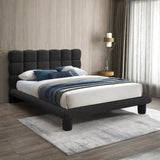 Deco Boucle Fabric Bed with Deep Channel Tufting - Contemporary Art Deco Design for Stylish Bedrooms
