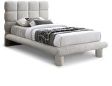 Deco Boucle Fabric Bed with Deep Channel Tufting - Contemporary Art Deco Design for Stylish Bedrooms
