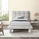 Deco Boucle Fabric Bed with Deep Channel Tufting - Contemporary Art Deco Design for Stylish Bedrooms