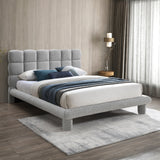 Deco Boucle Fabric Bed with Deep Channel Tufting - Contemporary Art Deco Design for Stylish Bedrooms