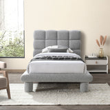 Deco Boucle Fabric Bed with Deep Channel Tufting - Contemporary Art Deco Design for Stylish Bedrooms