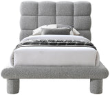 Deco Boucle Fabric Bed with Deep Channel Tufting - Contemporary Art Deco Design for Stylish Bedrooms