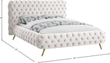 Delano Luxurious Velvet Bed with Deep Button Tufting, Elegant Gold Metal Legs, and Modern Design