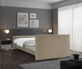 Dillard Velvet Upholstered Bed – Contemporary Elegance with Dark Espresso Legs for Stylish Bedrooms