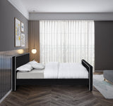 Dillard Velvet Upholstered Bed – Contemporary Elegance with Dark Espresso Legs for Stylish Bedrooms