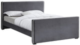 Dillard Velvet Upholstered Bed – Contemporary Elegance with Dark Espresso Legs for Stylish Bedrooms