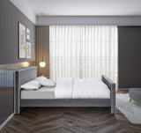 Dillard Velvet Upholstered Bed – Contemporary Elegance with Dark Espresso Legs for Stylish Bedrooms