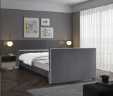 Dillard Velvet Upholstered Bed – Contemporary Elegance with Dark Espresso Legs for Stylish Bedrooms
