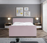 Dillard Velvet Upholstered Bed – Contemporary Elegance with Dark Espresso Legs for Stylish Bedrooms